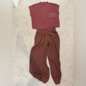 Free People Freya sweater set, Size Small in Withered Rose